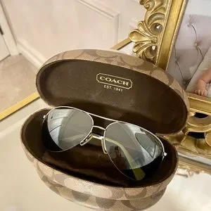 Coach Paisley Aviator Sunglasses (S5024) Light silver Aviator - Satin Silver | Randolph USA main image 3